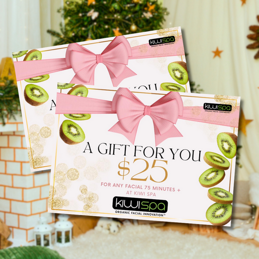 A beautiful skincare gift set featuring Kiwi Spa’s 21-Day Skin Transformation Kit, perfect for Christmas gifting.